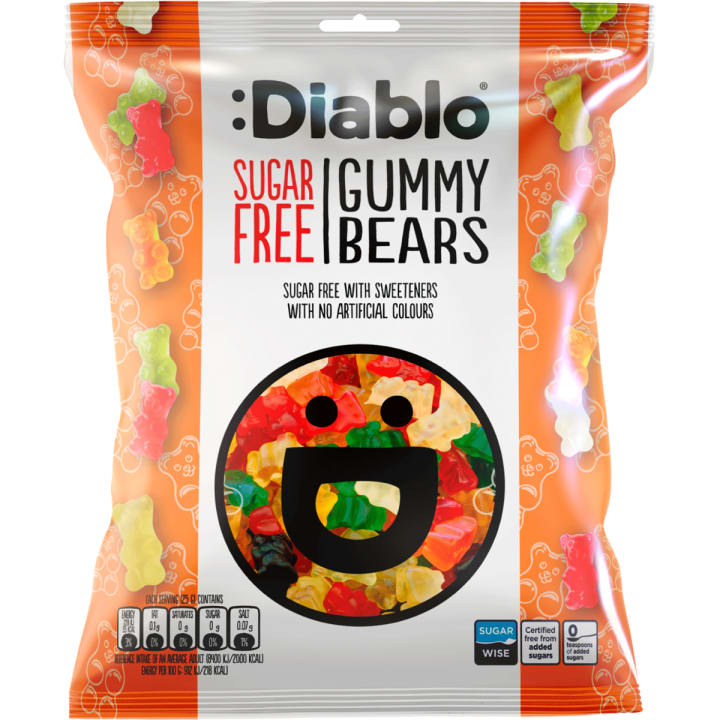 Diablo Sugar Free Gummy Bears 75 g bag