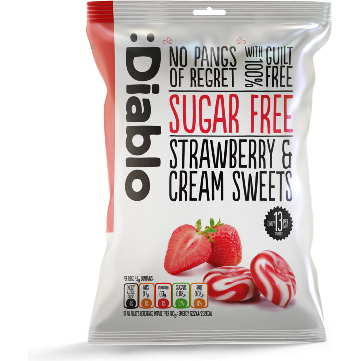 Diablo Sugar Free Strawberry and Cream Sweets 75 g bag