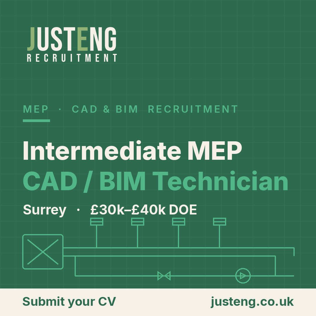 Intermediate MEP CAD / BIM Technician β Caterham, Surrey β Β£30,000βΒ£40,000 DOE