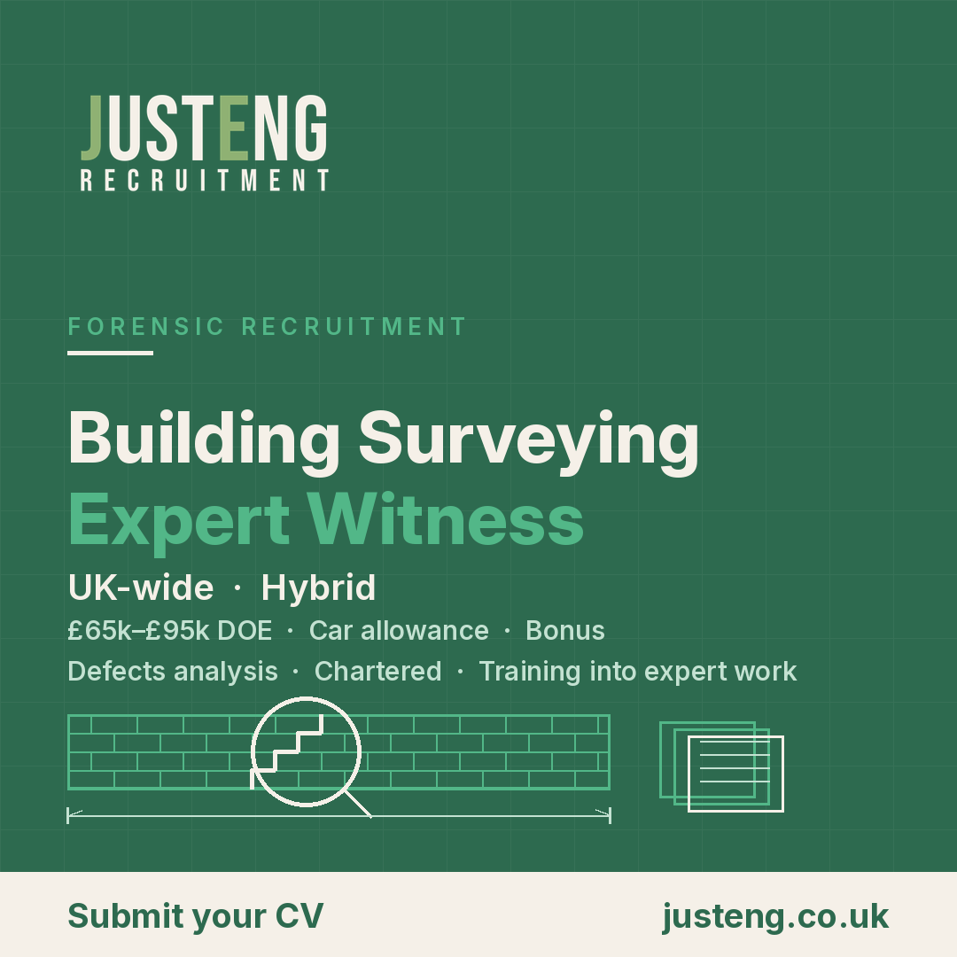 JustEng — Building Surveying Expert Witness, UK-wide, hybrid, £65k–£95k DOE