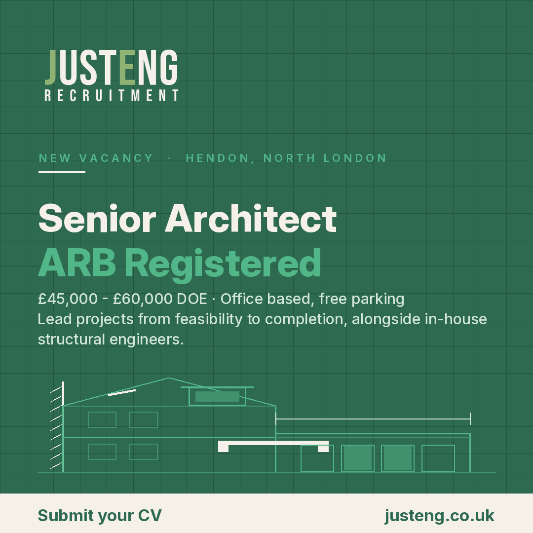 Senior Architect ARB Registered vacancy in Hendon North London - JustEng Recruitment