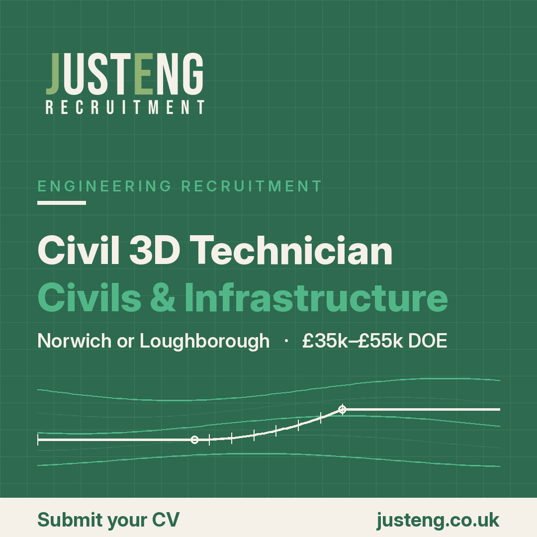 Civil 3D Technician - Norwich or Loughborough - JustEng Recruitment