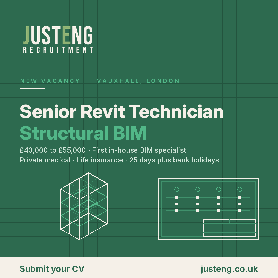 Senior Revit Technician (Structural), Vauxhall, London, £40,000 to £55,000