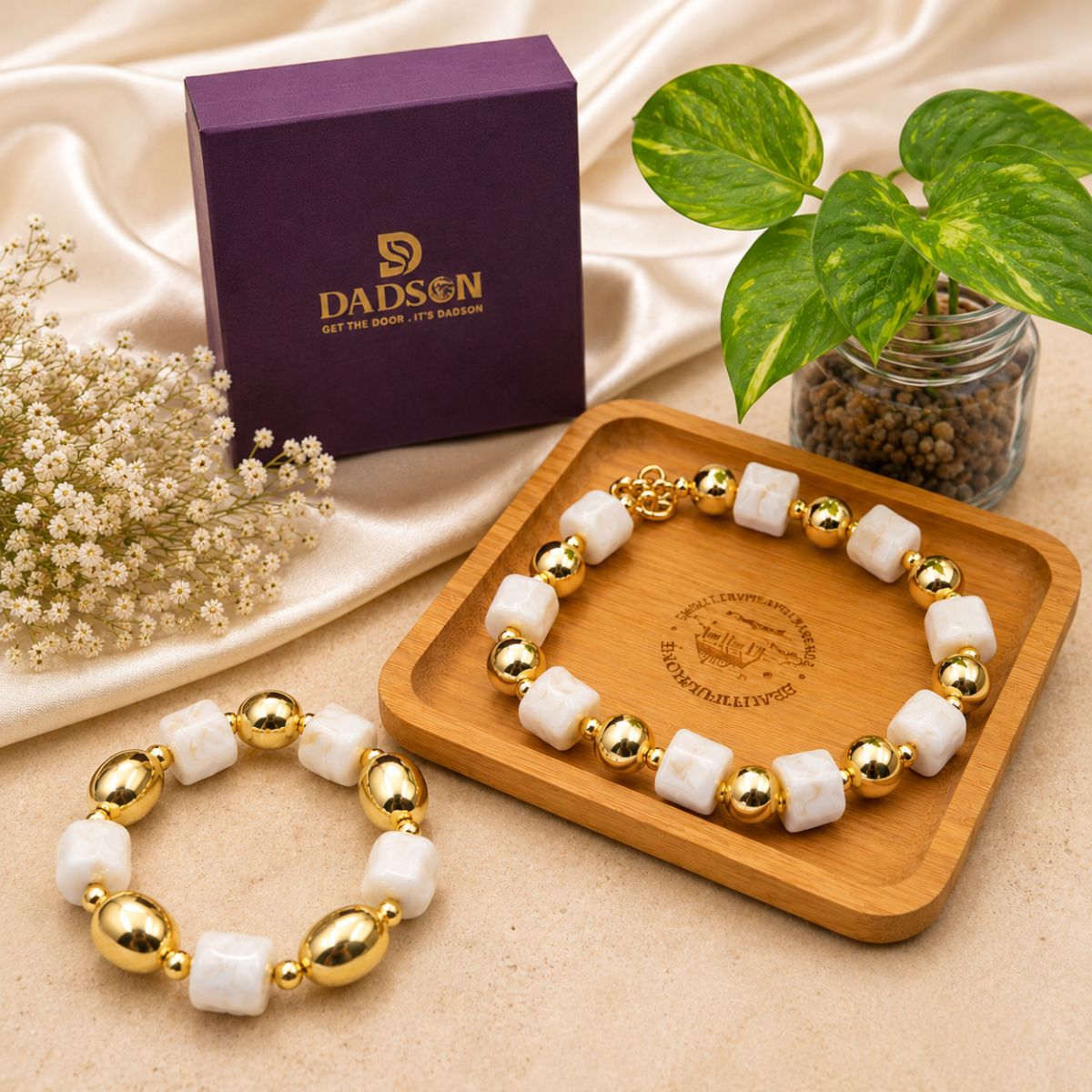 White Gold Beads Anti Tarnish Necklace
