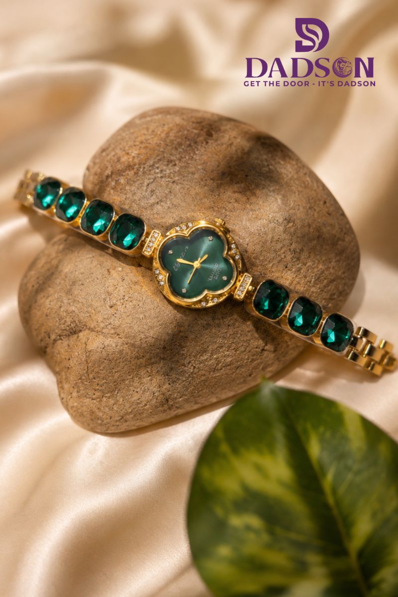 DADSON Emerald Green Crystal Bracelet Watch for Women (W-02)