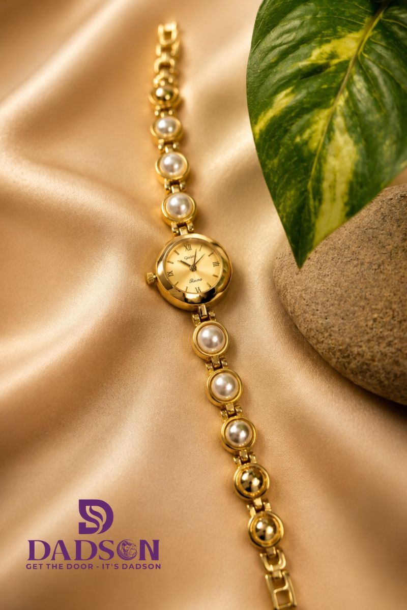 DADSON Pearl Bracelet Watch for Women – Gold Finish (W-04)