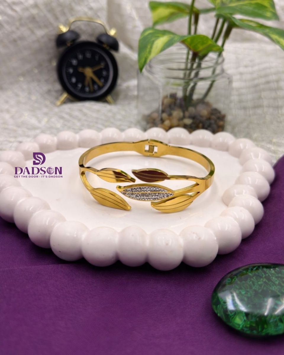 Leaf Sparkle Gold Kada l Dadson Jewelry (KD-16)