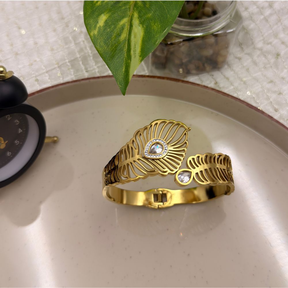 Crystal Leaf Gold Bracelet l Dadson Jewelry (KD-22)