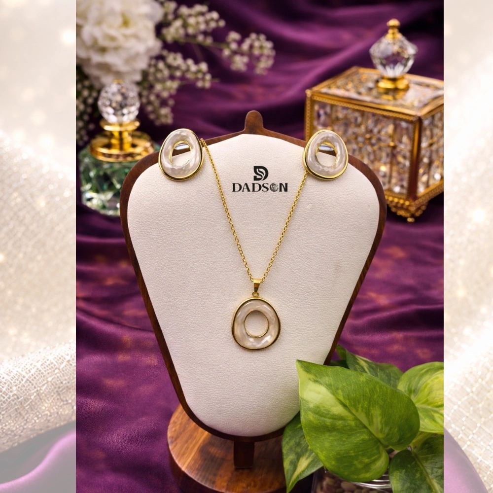 Pearl Circle Anti Tarnish Pendant Set (PS-04)