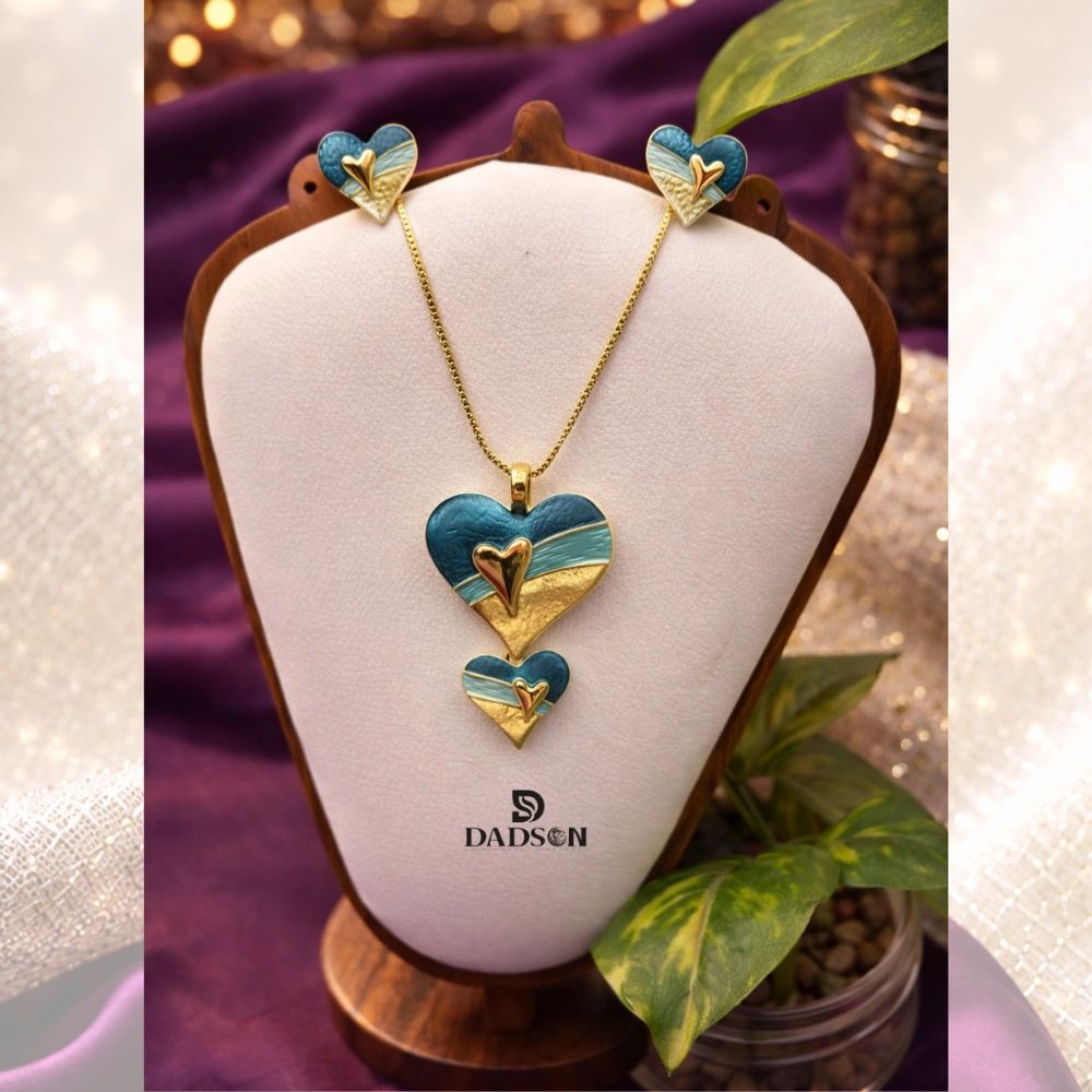Blue Heart Anti Tarnish Pendant Set (PS-06)