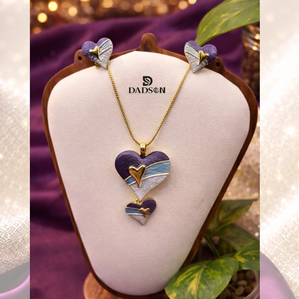 Purple Heart Anti Tarnish Pendant Set (PS-07)