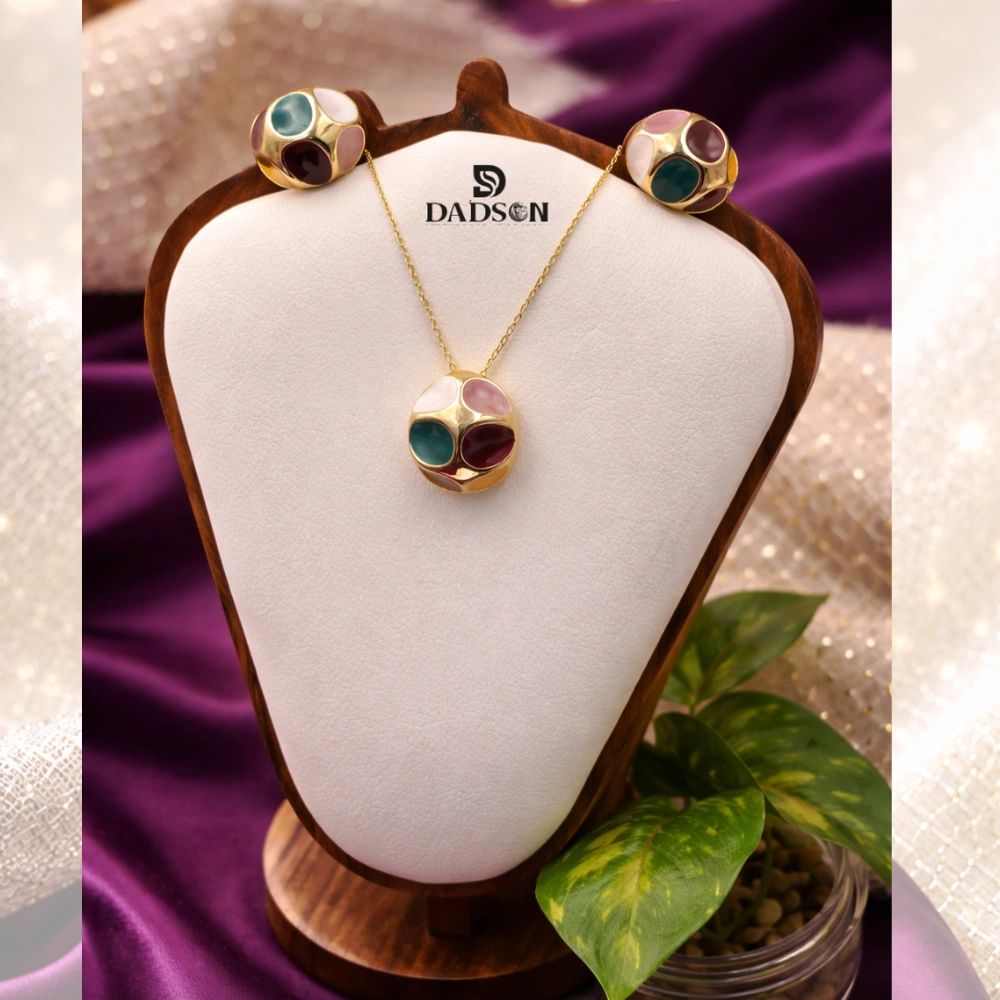 Multicolor Round Anti Tarnish Pendant Set (PS-08)