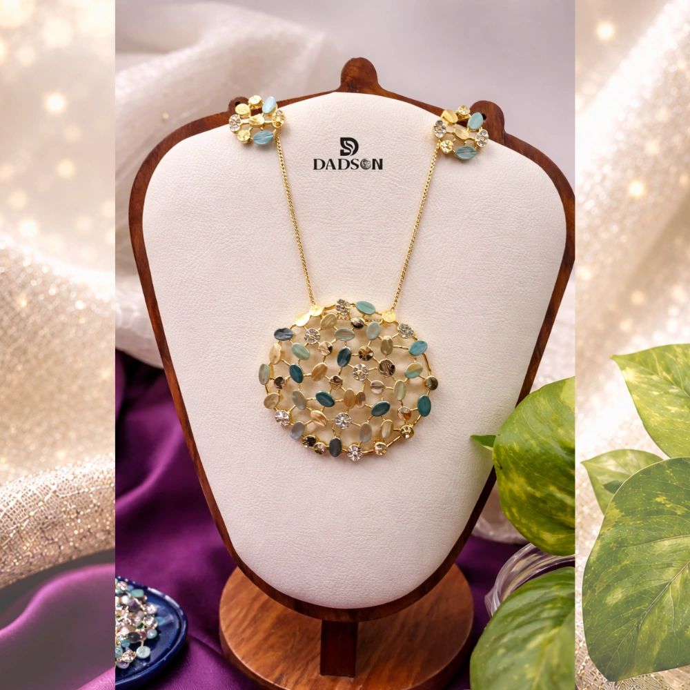 Aqua Gold Beads Anti Tarnish Pendant Set (PS-18)