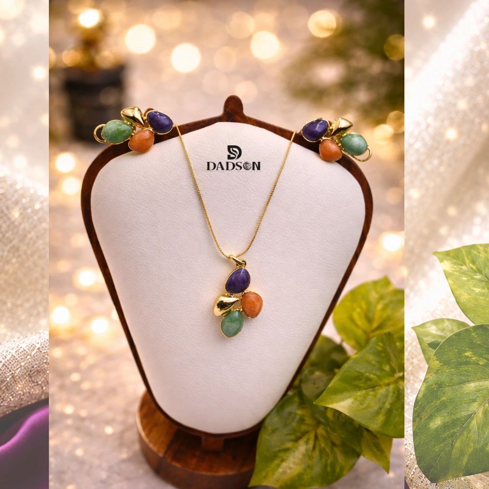 Multicolor Leaf Anti Tarnish Pendant Set (PS-14)
