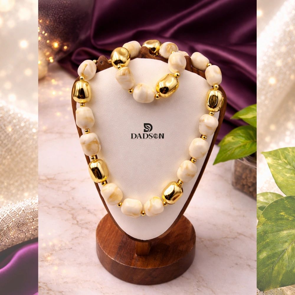 White Beads Anti Tarnish Pendant Set (PS-21)