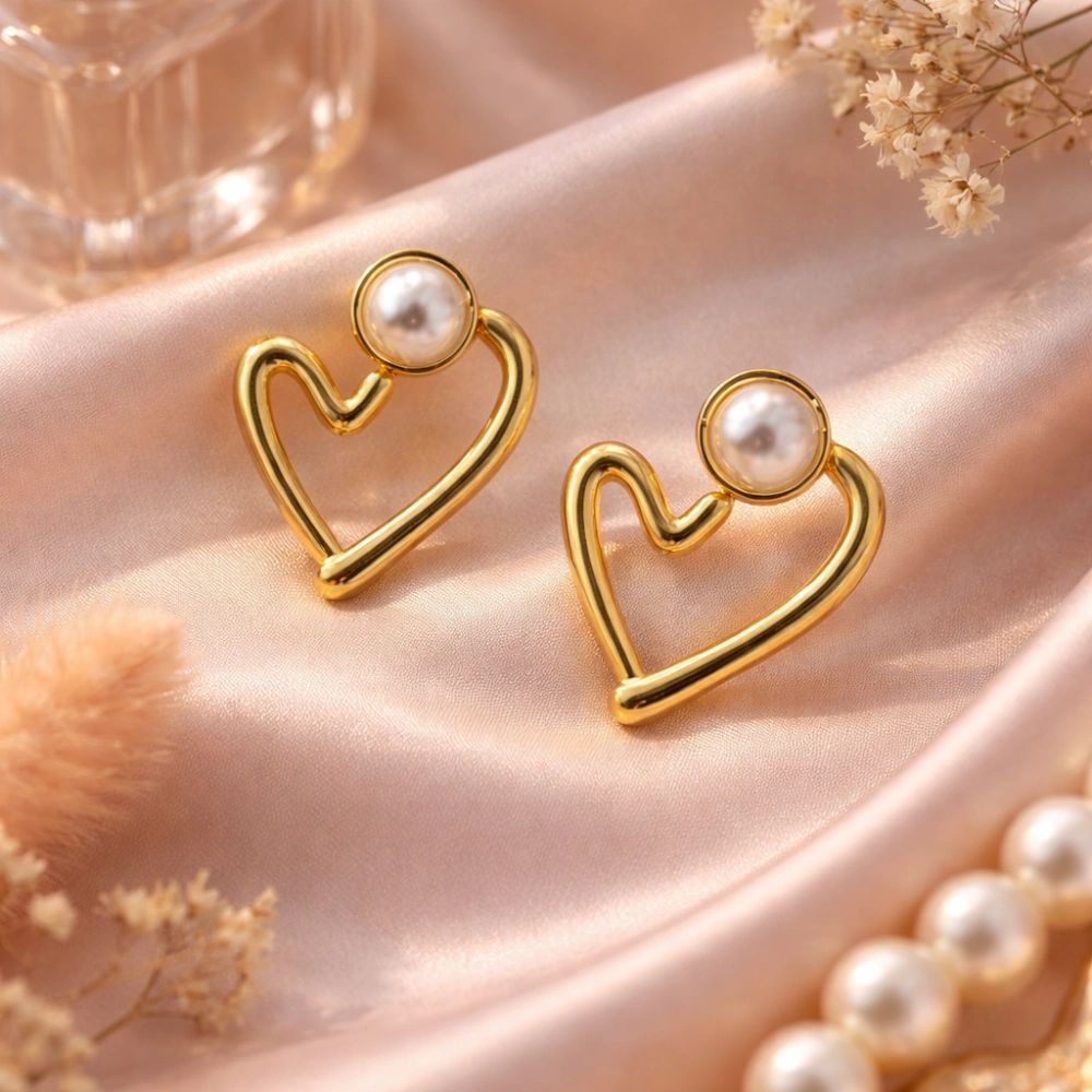 Dadson Jewelry Heart Pearl Anti Tarnish Earrings (ER-01)
