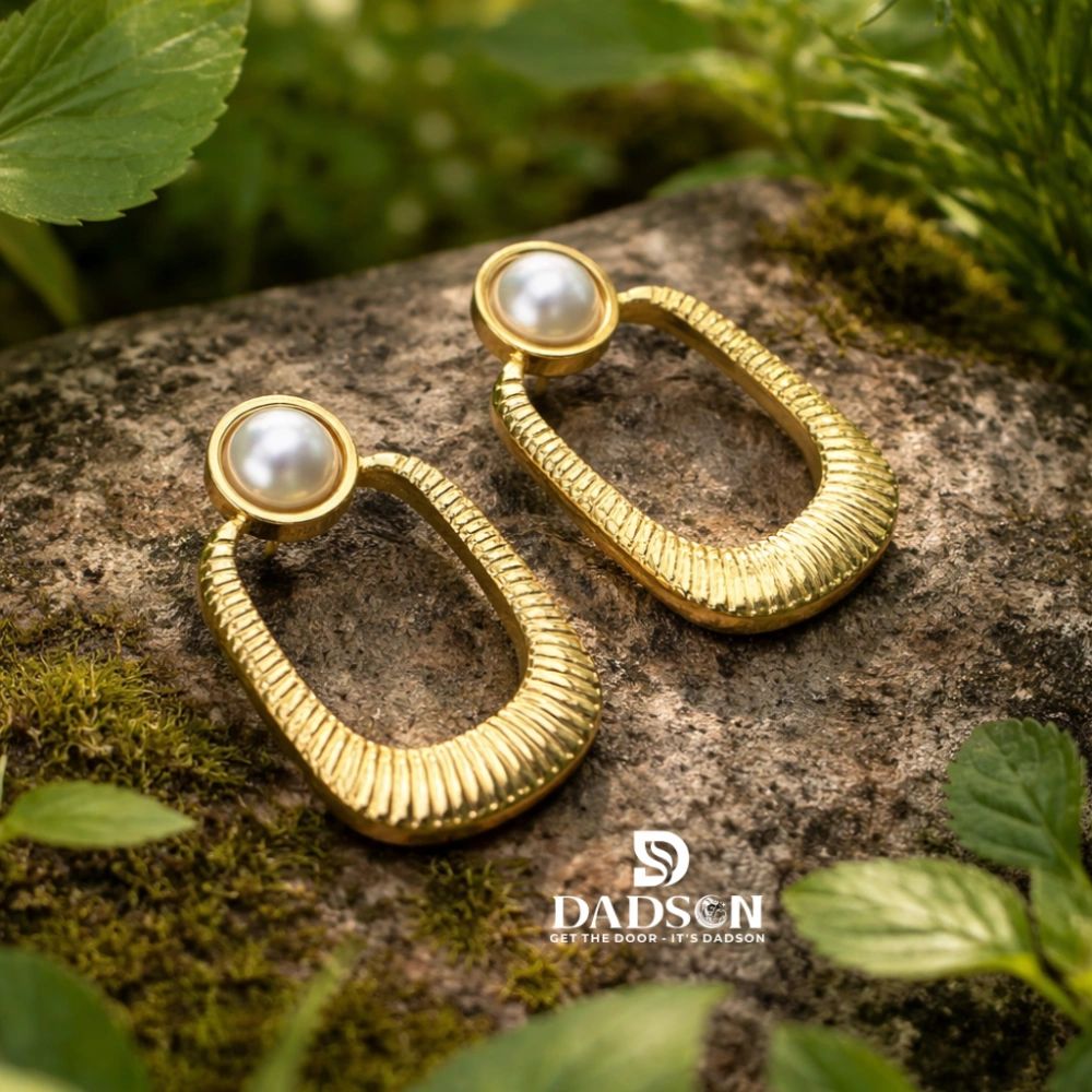 DADSON Jewelry l Pearl Gold Hoop Earrings (ER-03)
