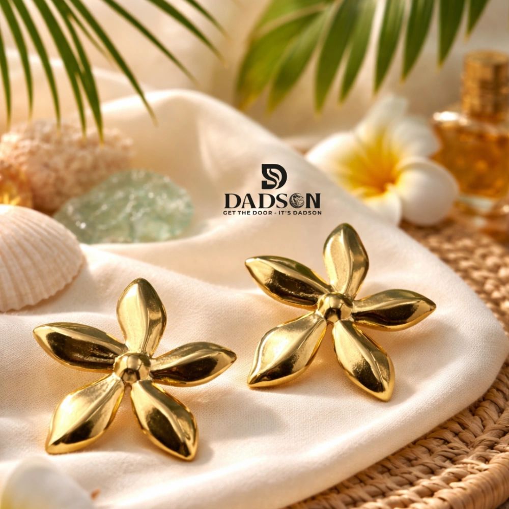 Floral Bloom Gold Earrings l Dadson Jewelry (ER-05)