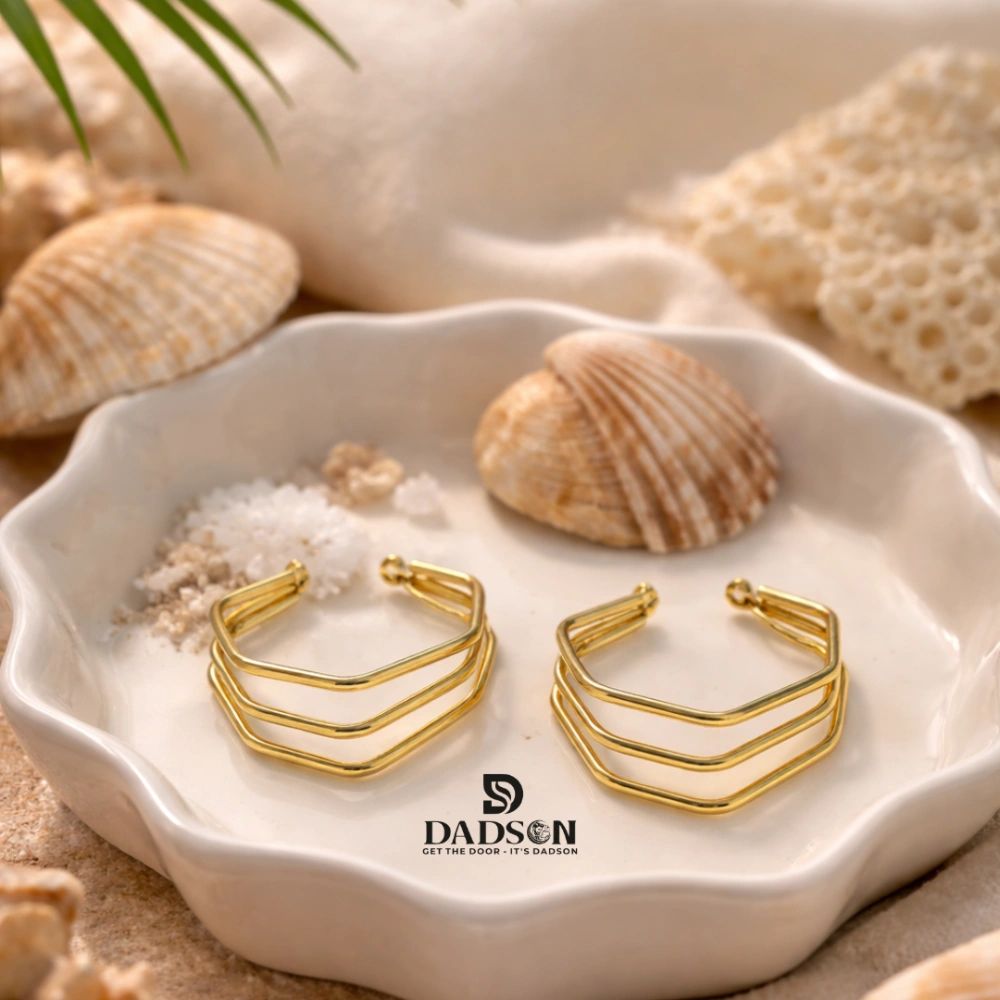 Triple Layer Gold Hoop Earrings l Dadson Jewelry (ER-06)