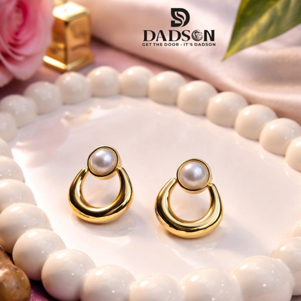 Pearl Gold Hoop Earrings l Anti tarnish Jewelry (ER-02)