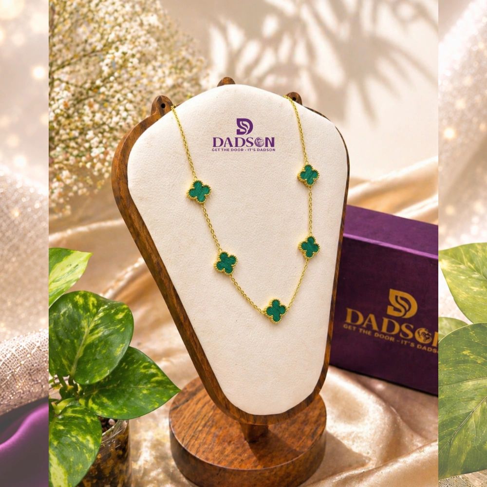 Green Clover Station Chain Locket l Dadson Jewelry (CH-13)