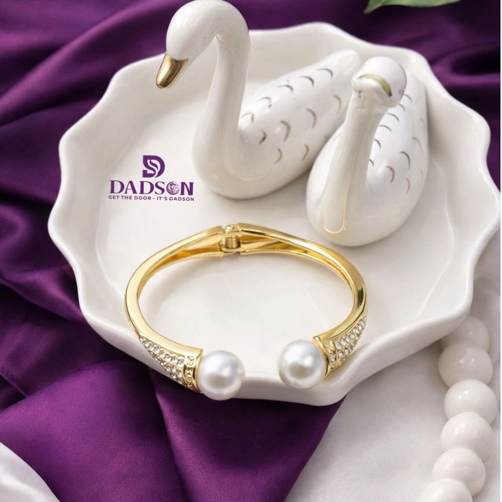 Pearl Crystal Anti-Tarnish Open Kada (KD-03)