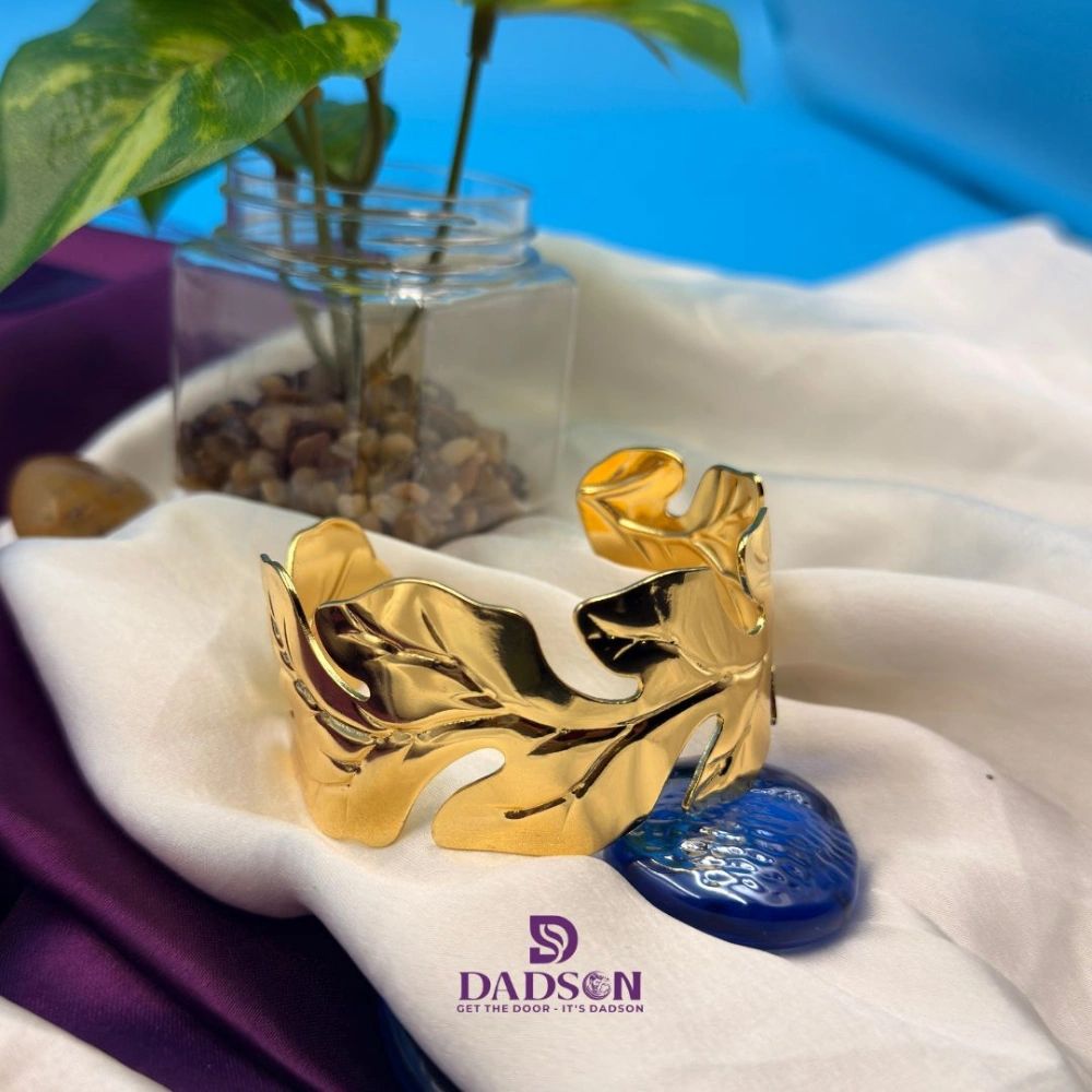 DADSON Leaf Design Anti-Tarnish Gold Cuff Bracelet (KD-05)
