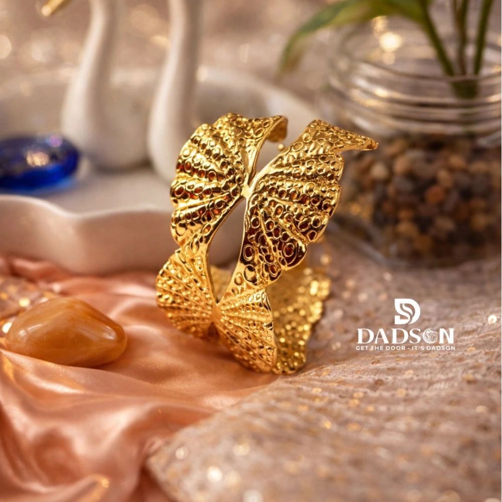 Royal Leaf Gold Cuff Bracelet Dadson Jewelry (KD-14)