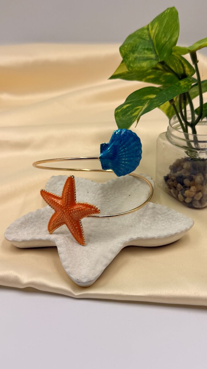 Premium Waterproof Anti Tarnish Arm Cuff Bracelet Orange & Blue