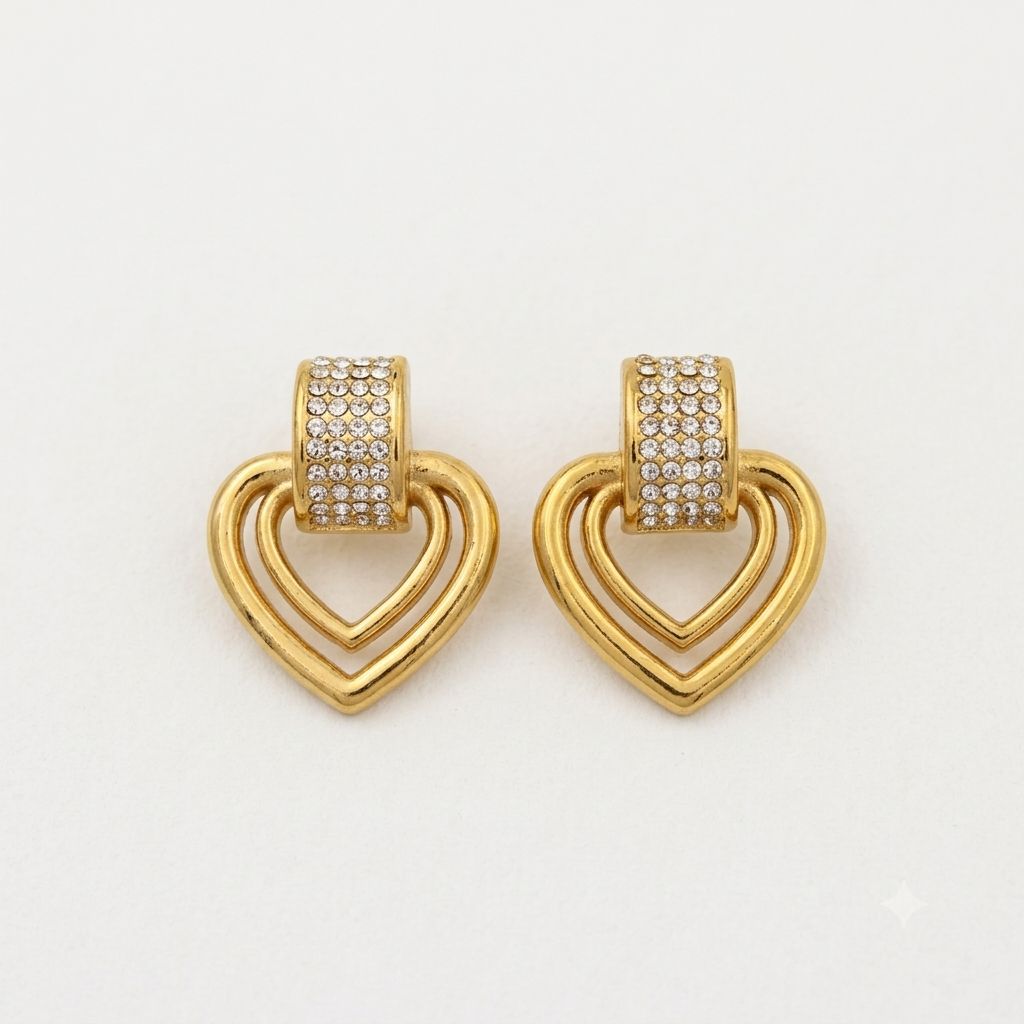 Gold-Tone Layered Heart Earrings