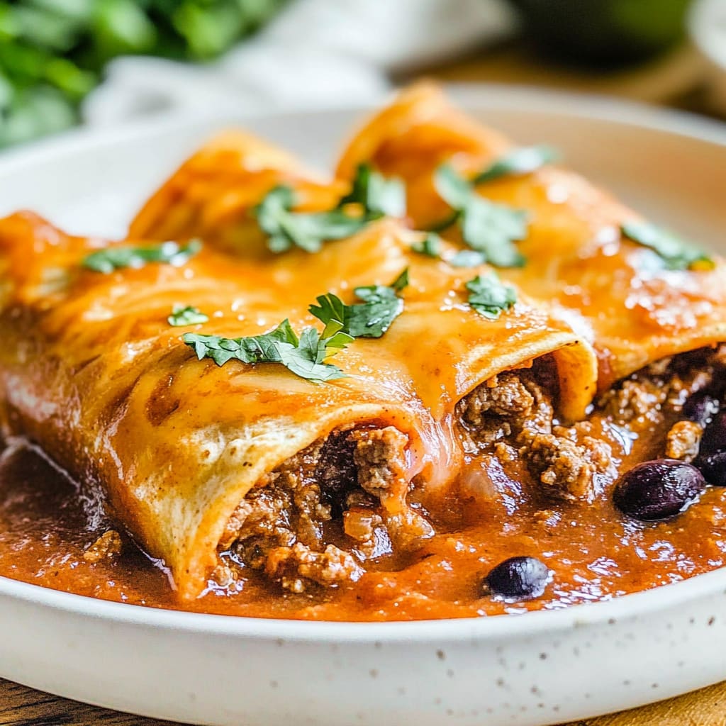 ground beef enchiladas with red sauce: Cozy Flavor Explosion
