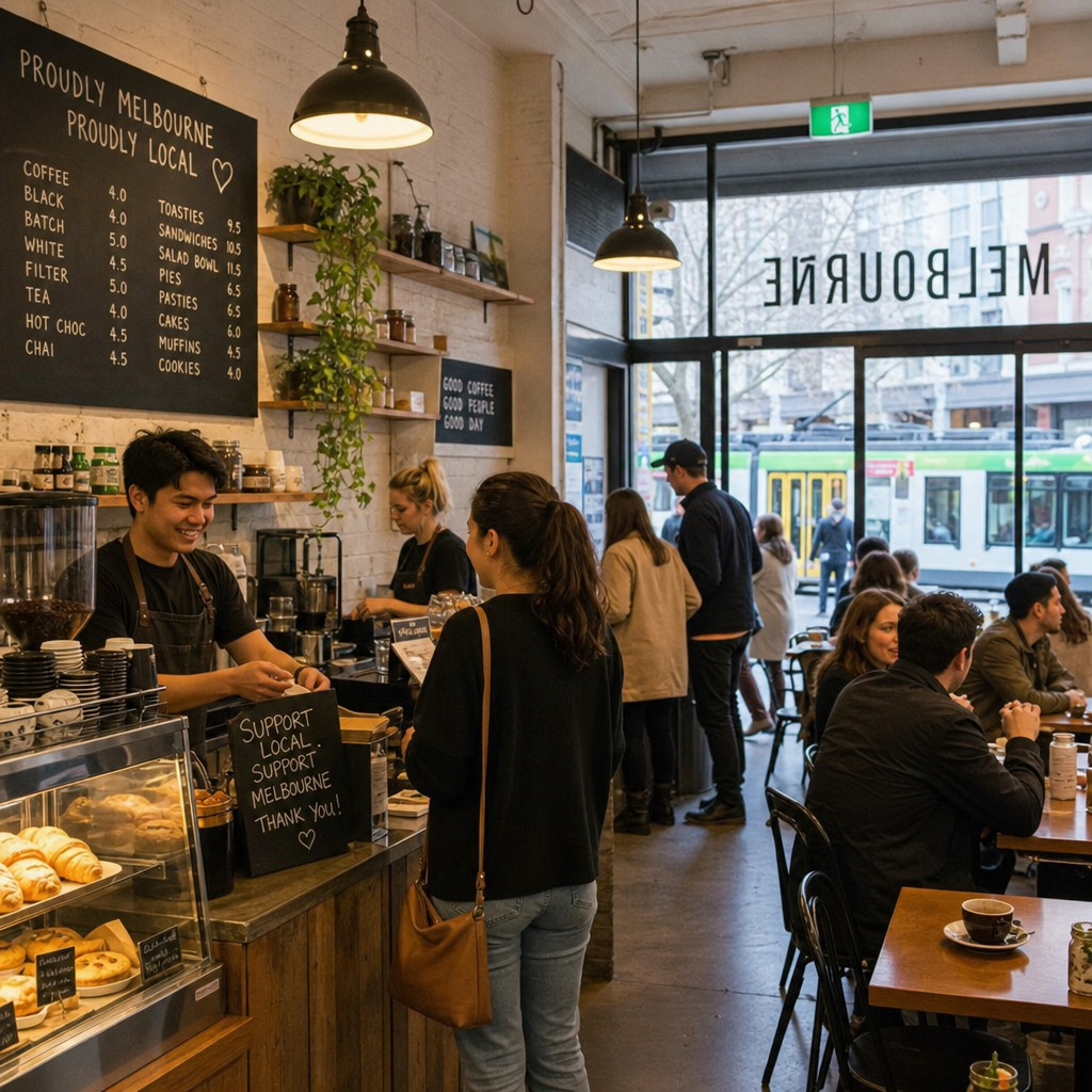 A bustling cafe in Melbourne showcasing small business success