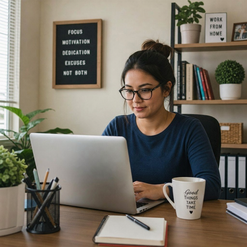 Person working on a laptop from a home office representing home-based businesses