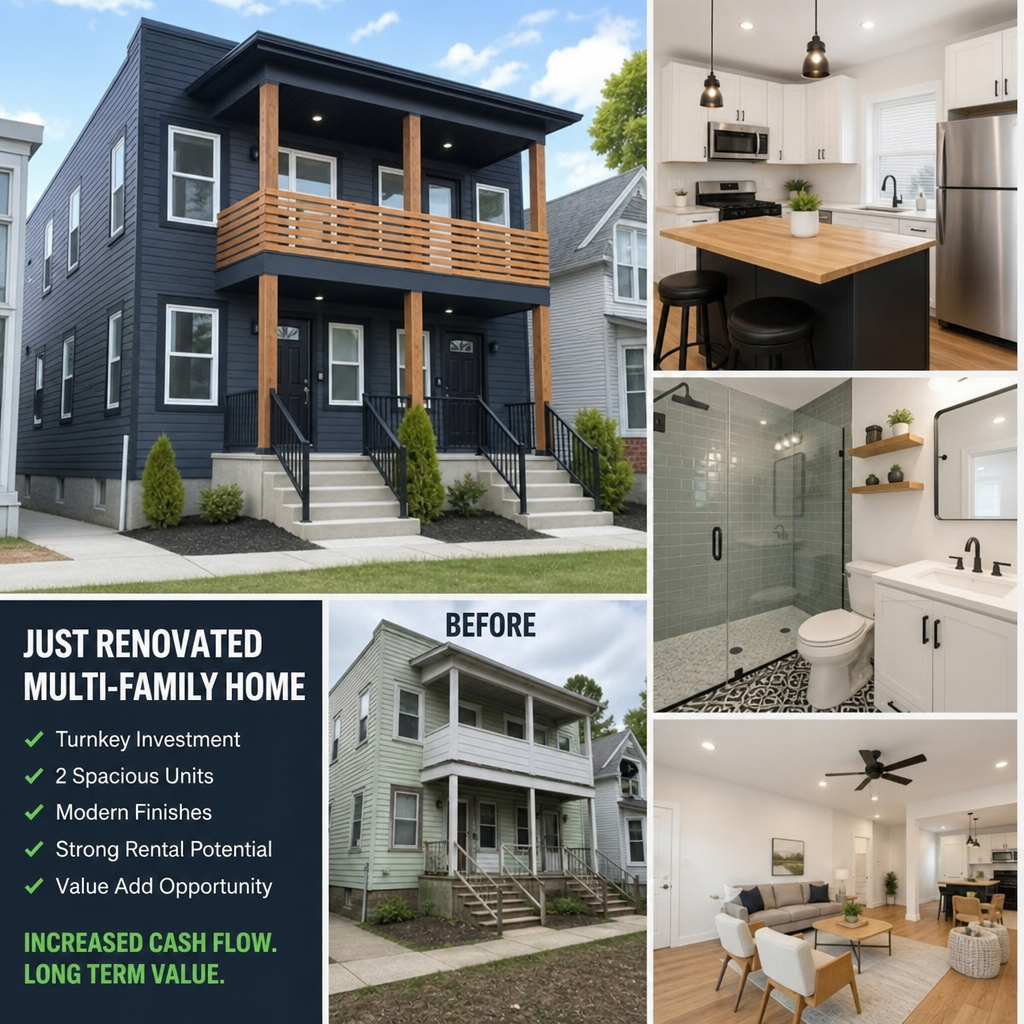 A newly renovated multi-family home showcasing real estate value add