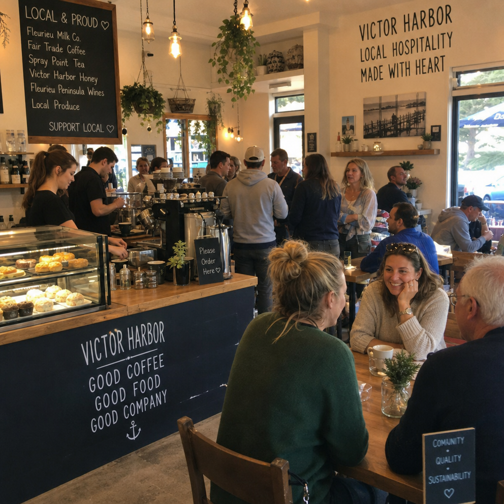 A bustling cafe in Victor Harbor showcasing local hospitality trends