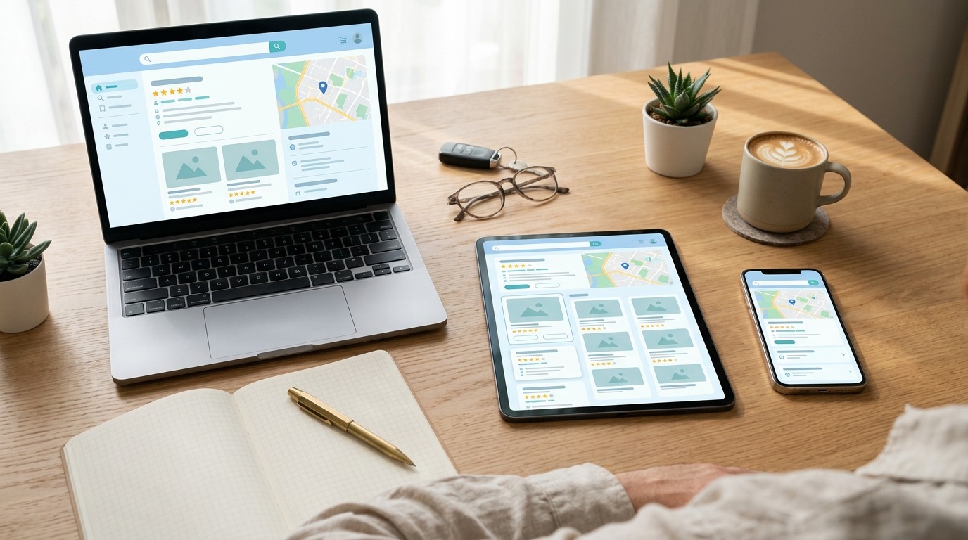 A range of business for sale listings displayed across devices.