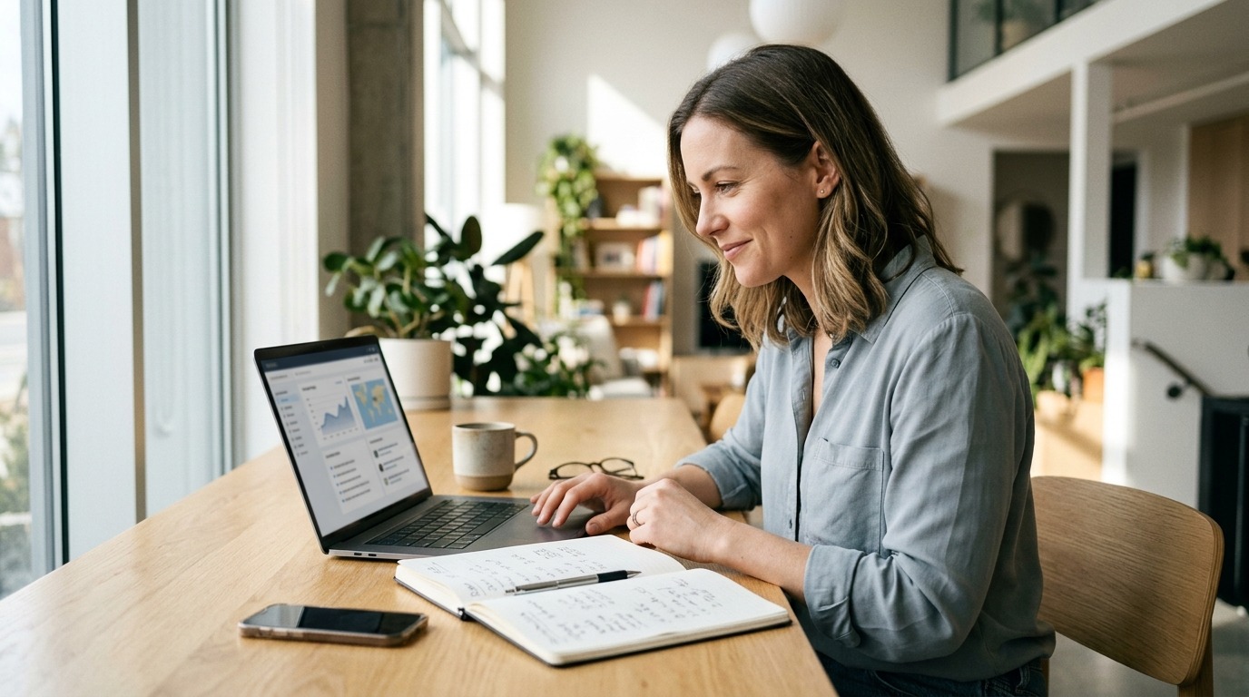 Buyer reviewing business listings and budgeting for a purchase.