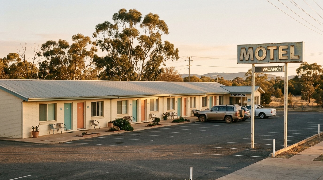 Australian roadside motel with rooms and parking in a regional town.