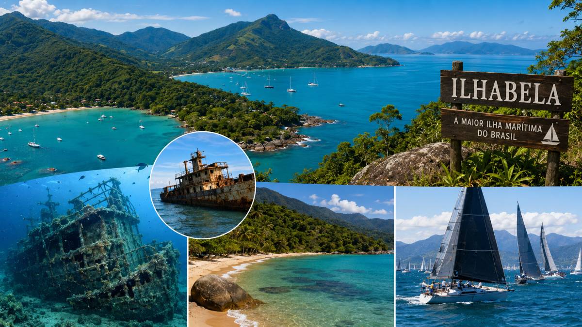 A maior ilha marítima do Brasil fica no estado de São Paulo e é conhecida como ''capital dos naufrágios''