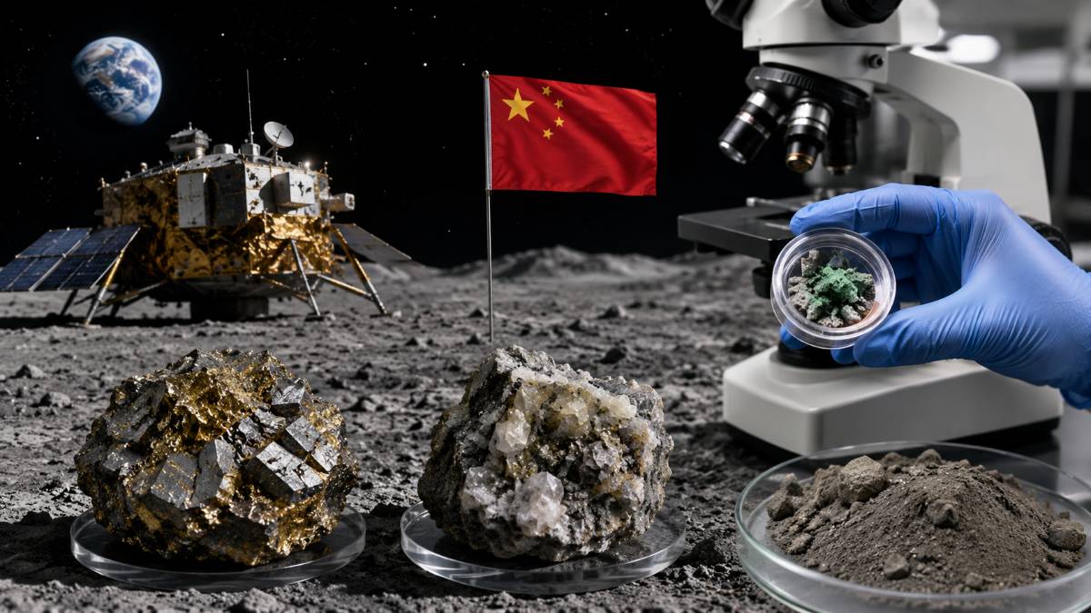 China descobre dois novos minerais lunares e eleva para oito o total mundial identificado em amostras da Lua