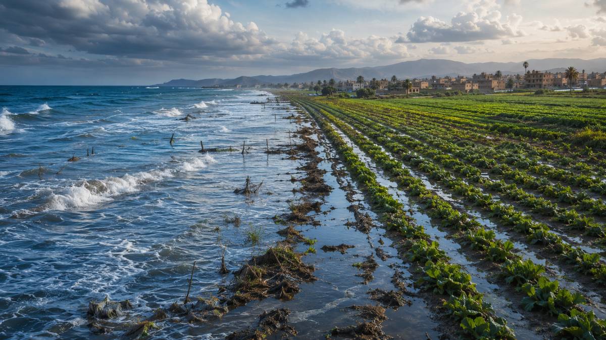 Mar avança sobre terras agrícolas: estudo alerta para crise alimentar em 14 países europeus e norte-africanos