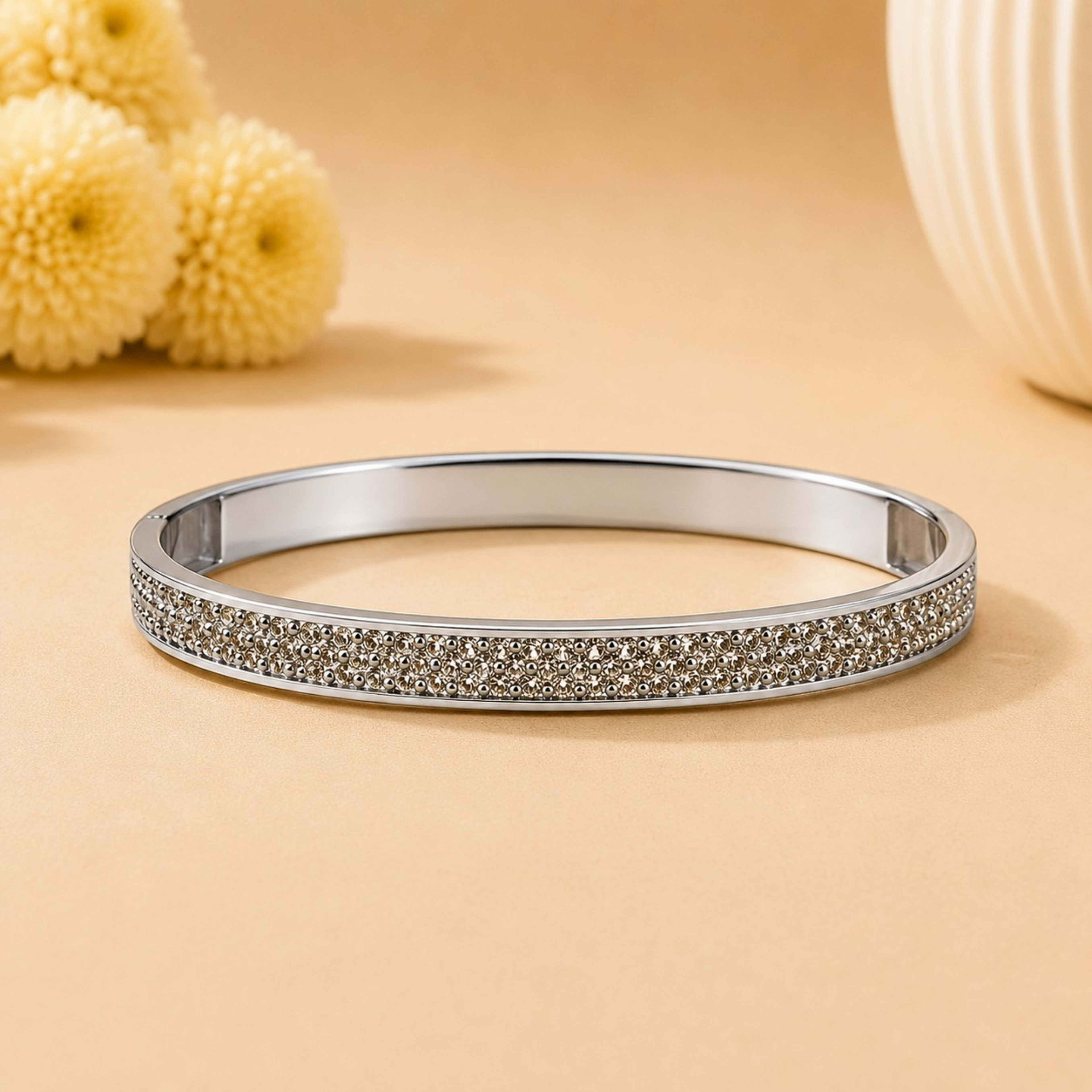 Stainless Steel Silver Bangle (NBG-14)
