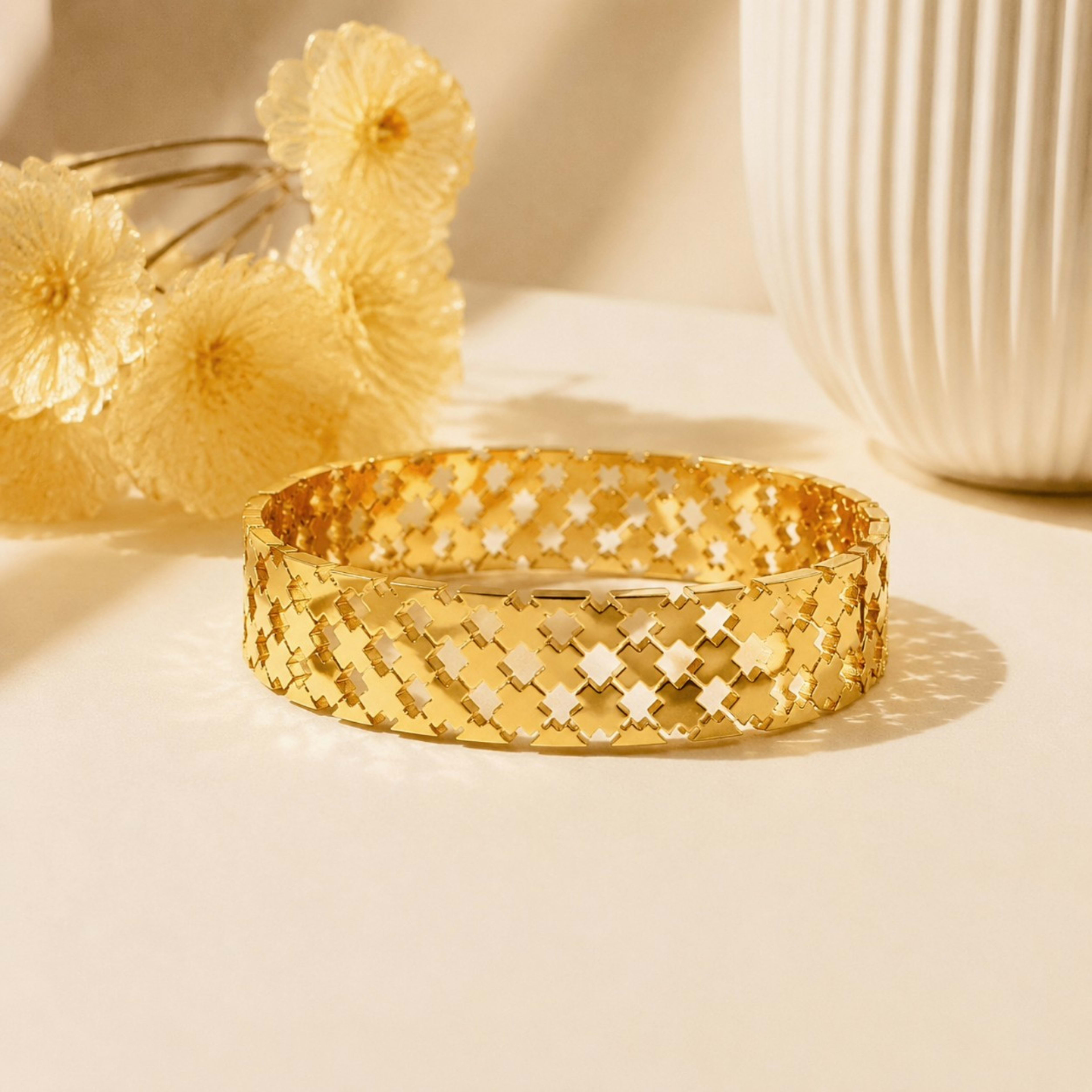 Stainless Steel Golden Bangle (NBG-10)
