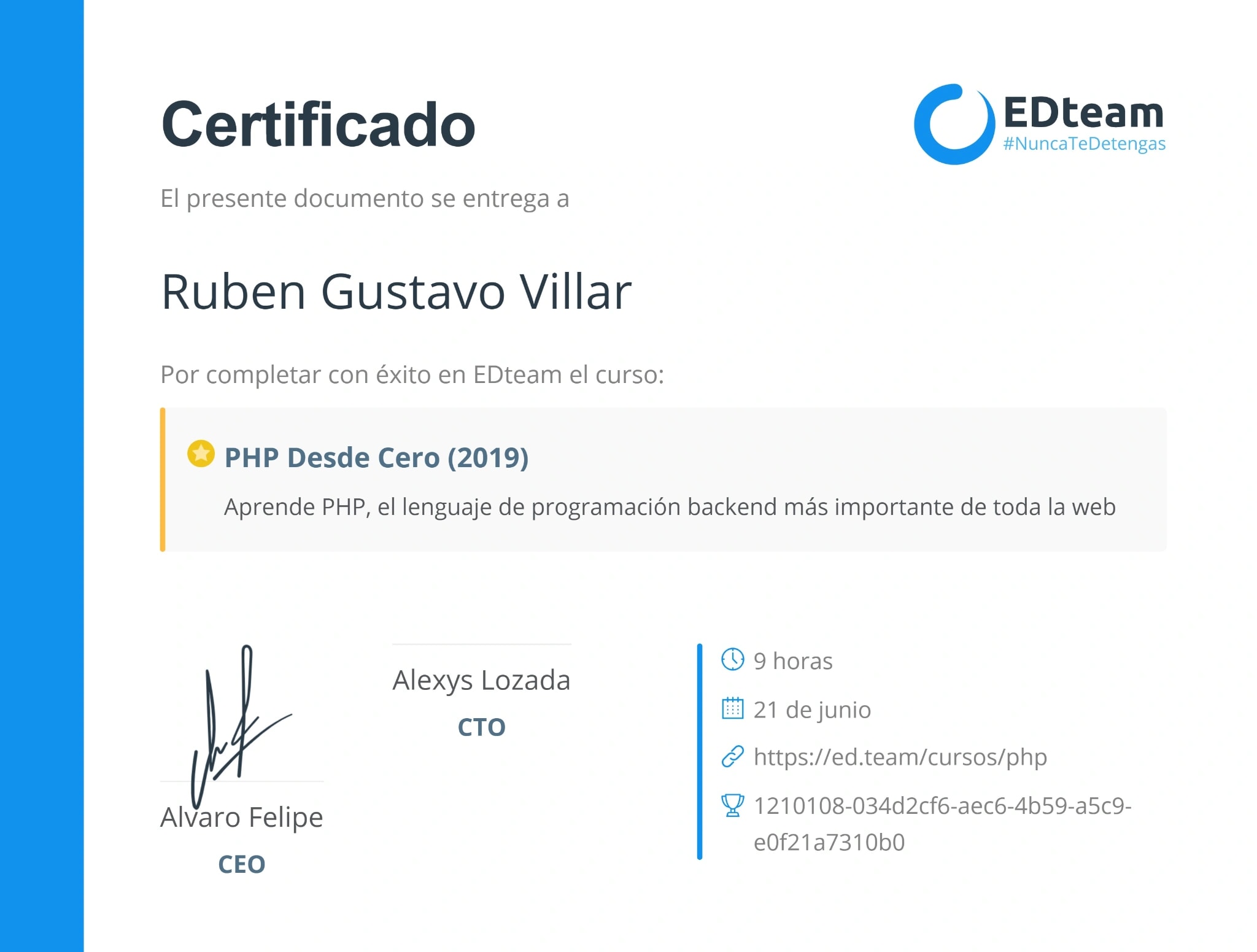 Certificado de PHP Desde Cero