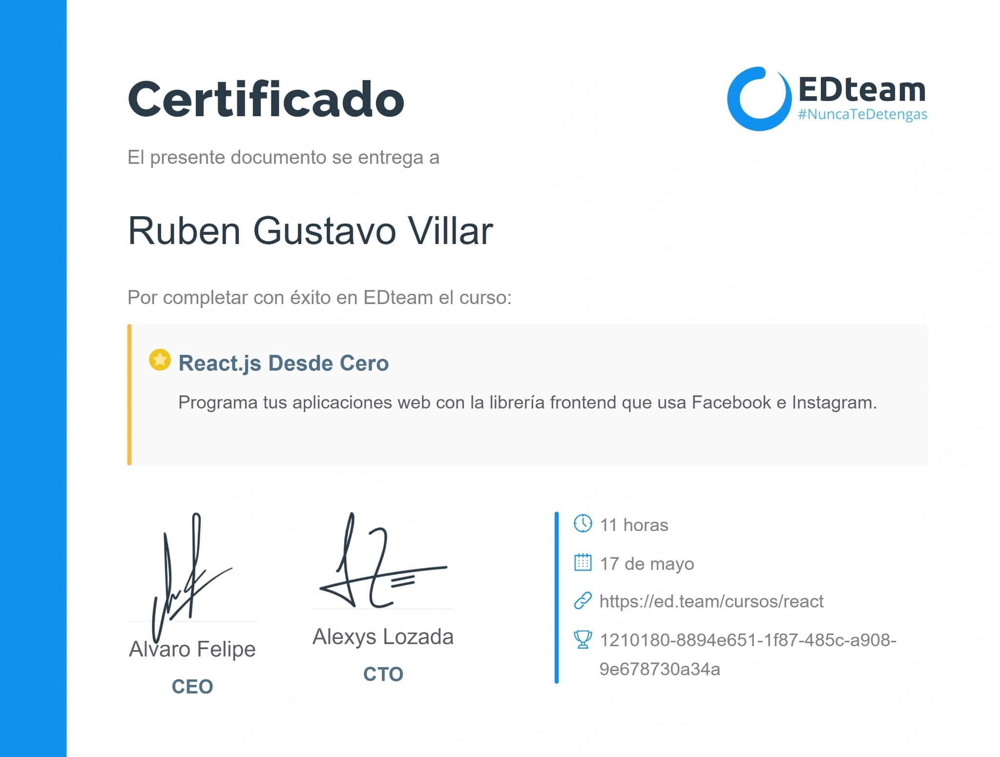 Certificado de React.js Desde Cero