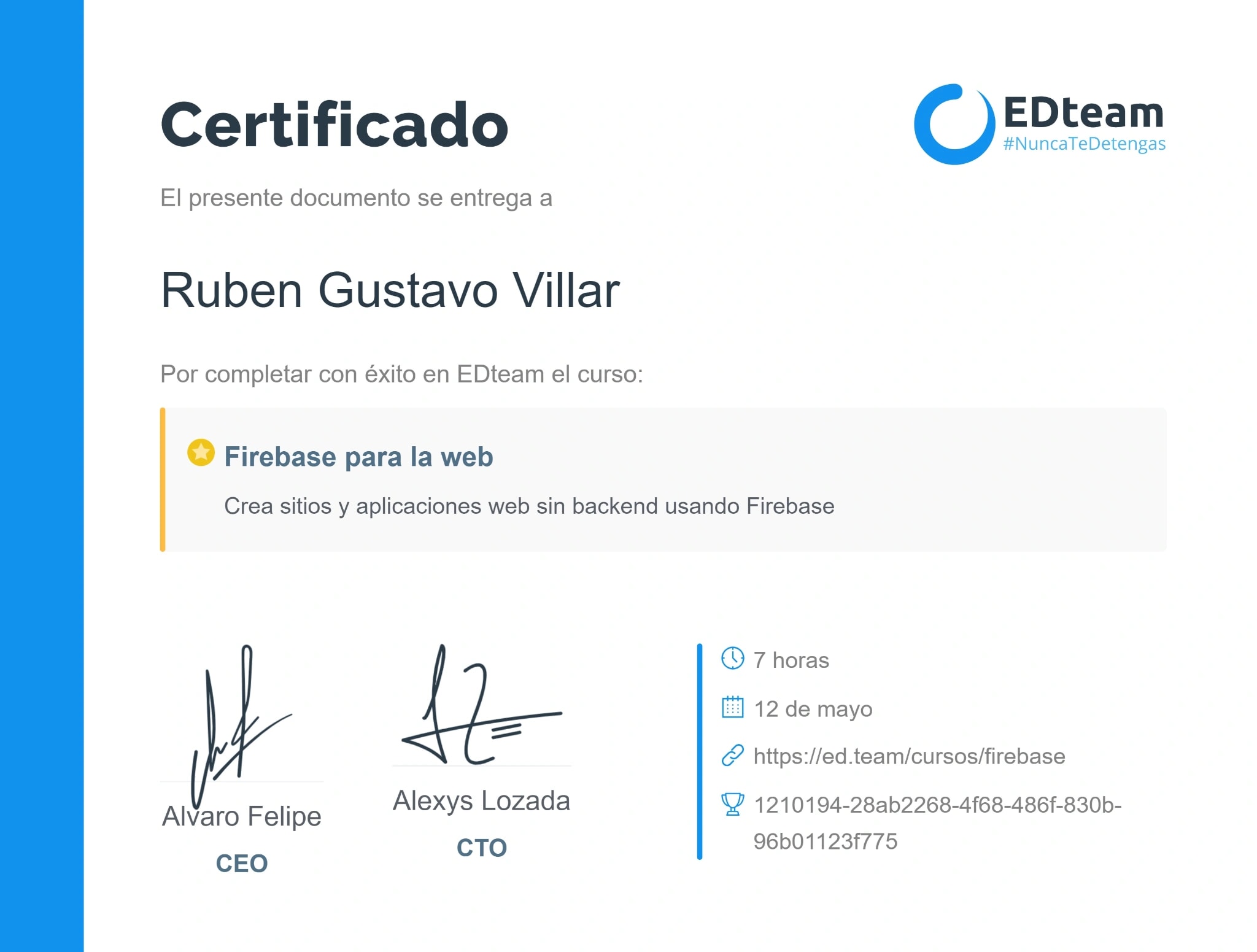 Certificado de Firebase para la web
