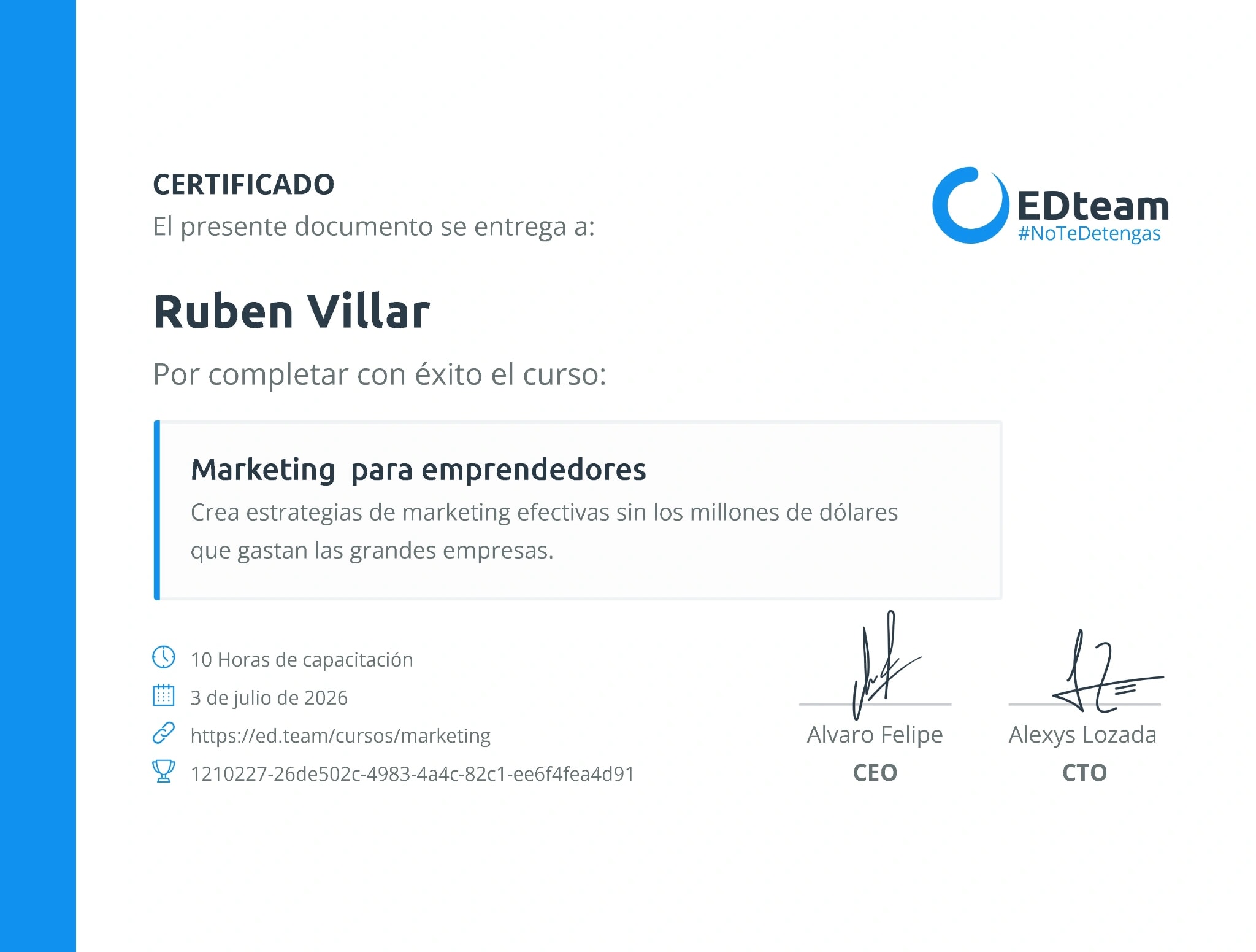 Certificado de Marketing para emprendedores