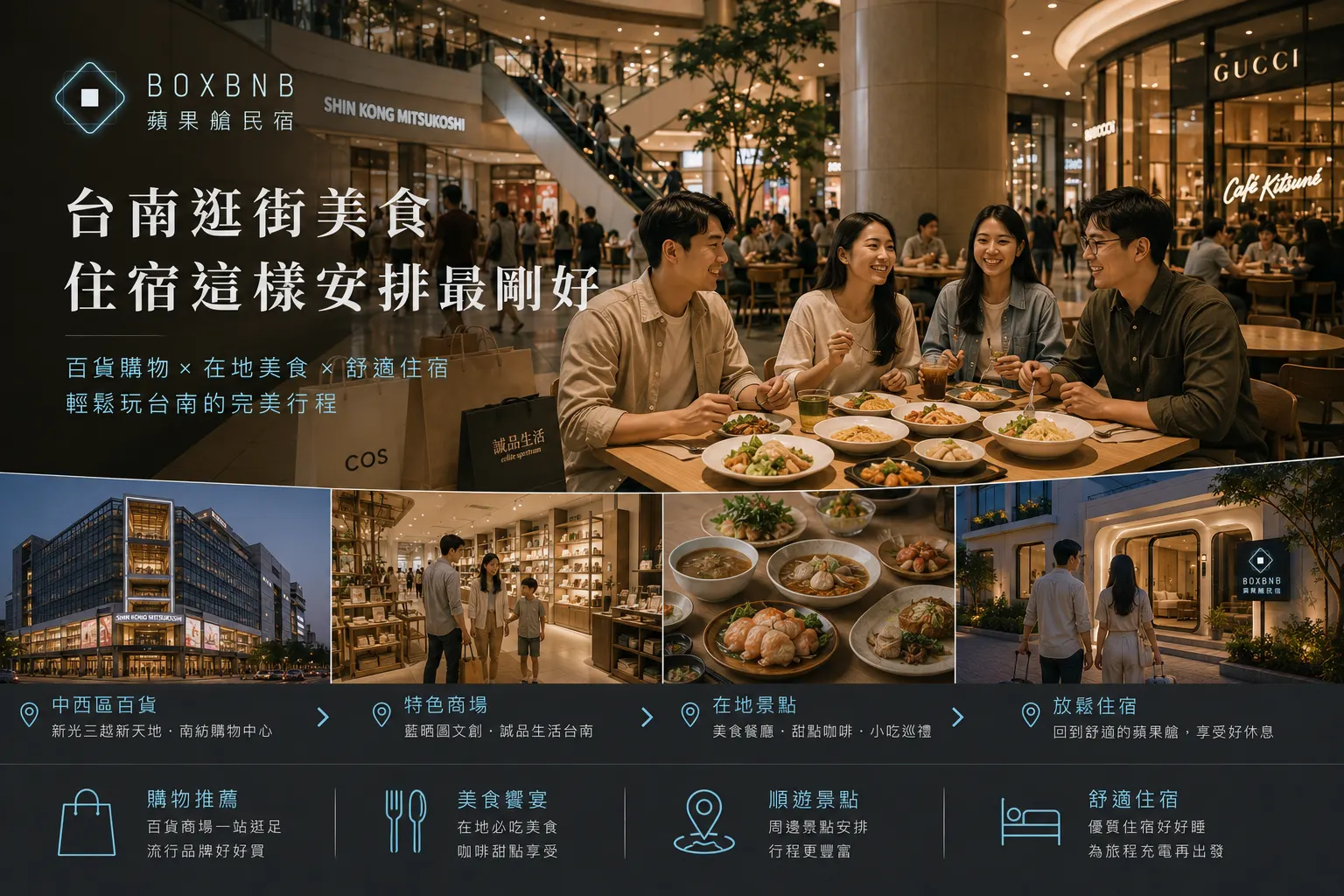 台南想逛街別看到哪間就衝！百貨公司分區排好，吃飯、購物和住宿都能少繞很多路