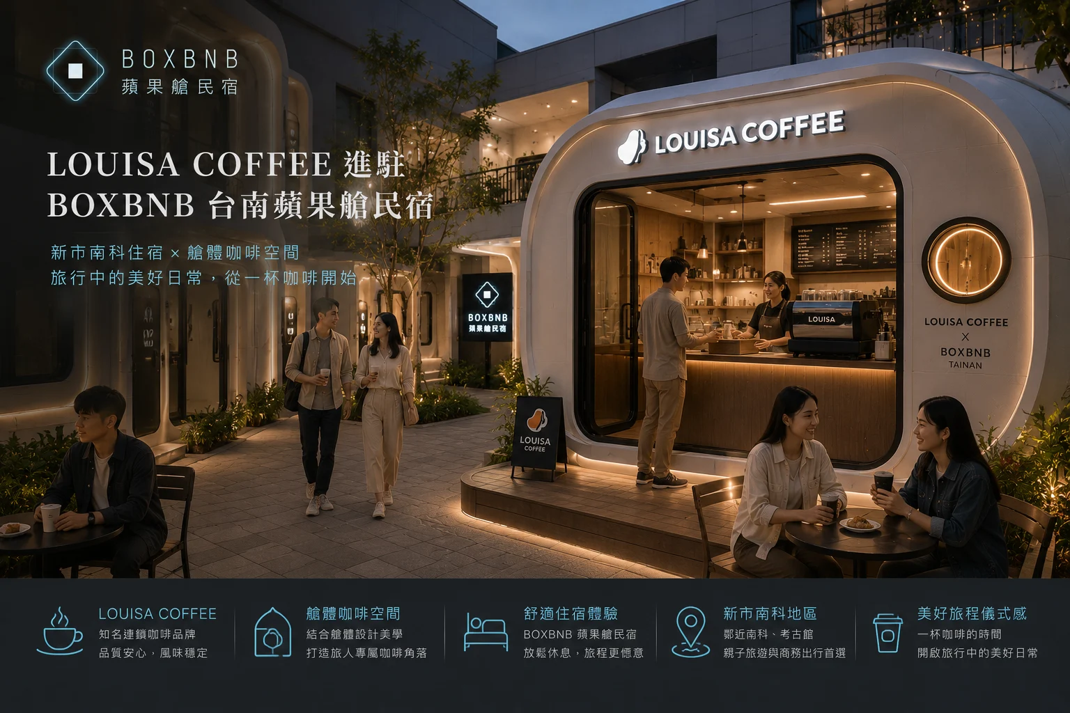 你熟悉的 Louisa Coffee，這次要住進蘋果艙裡｜BOXBNB多了一個值得停下來的地方