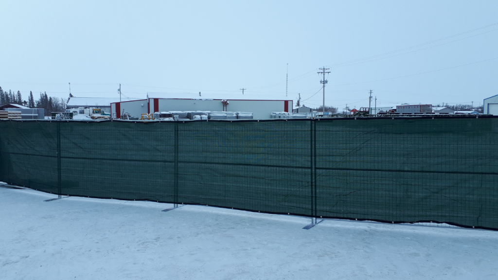 Privacy Screening on a winter construction site